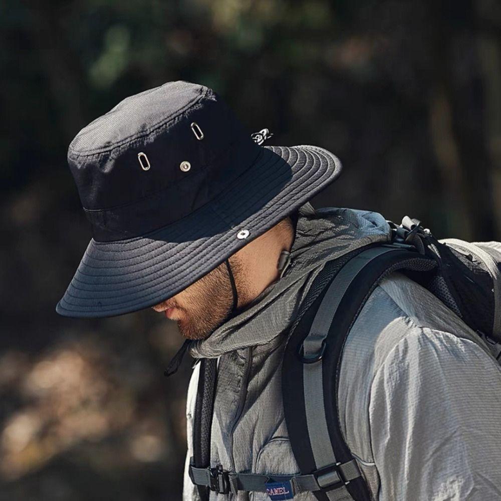 Wide Brim Sun Hat Solid Color Hiking Cap Fashion Hiking Fisherman Hat Outdoor