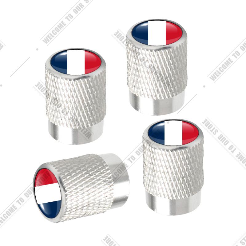 cqdjvy1 Car CNC Aluminum Germany Italy France Tricolor Flag Emblem For Citroen Peugeot Fiat Kia 4pcs Tire Valve Air Port Stem Cover Caps
