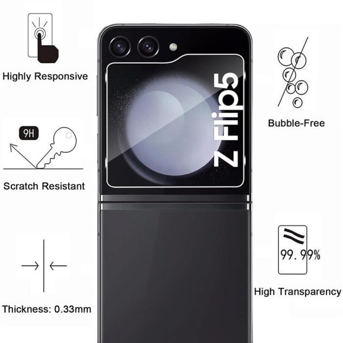 Verre Trempé pour Samsung Galaxy Z FLIP 5 et Protection Caméra [Pack 2] Film Vitre Protection Phonillico®