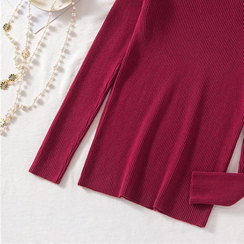 Женские пуловеры с высоким воротником на весну, осень и зиму, свитера, джемпер, рубашка для начинающих, короткий рукав с короткими рукавами, обтягивающий низ, вязаный шикарный однотонный один размер