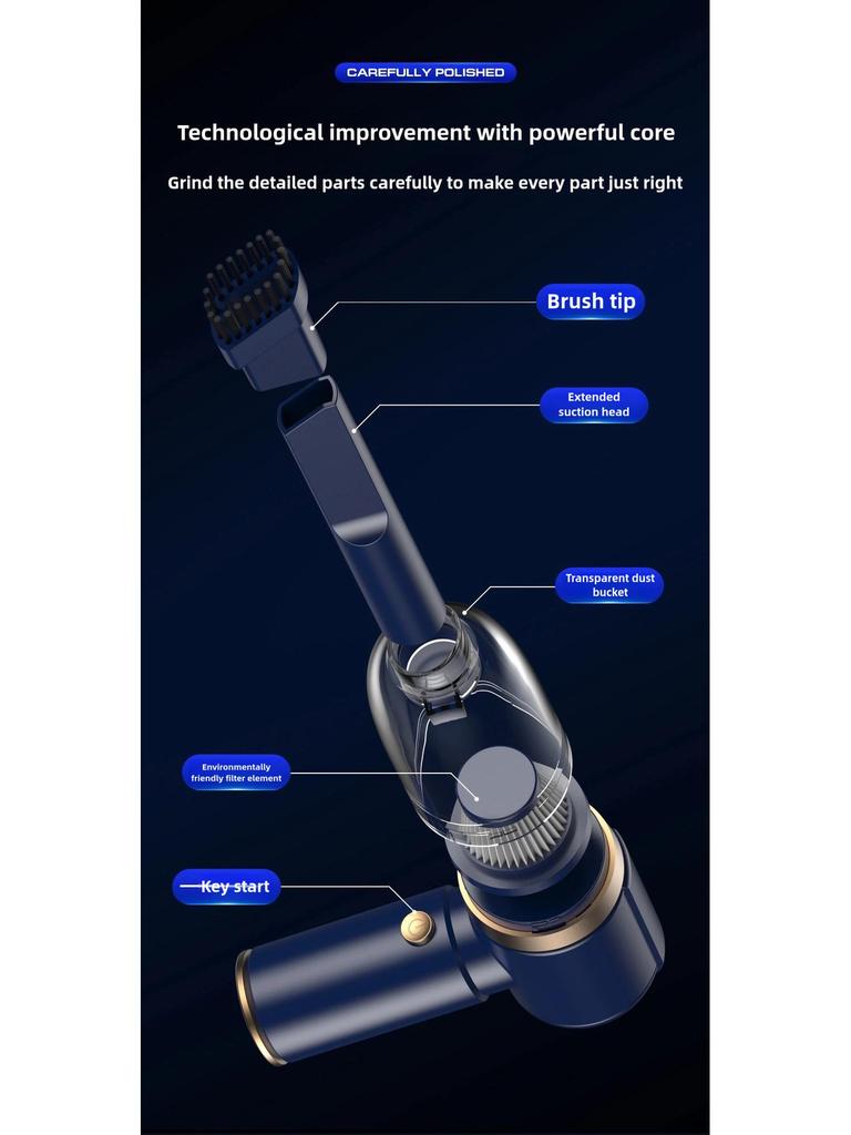 Portable Handheld Wireless Car Vacuum Cleaner – Mini Blowing & Suction for Dust and Mite Removal