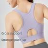 Ударопрочный спортивный бюстгальтер на молнии с поддерживающей фиксированной чашкой и стильным дизайном спинки для женщин