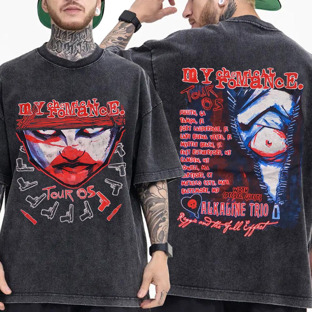 My Chemical Romance MCR Группа Стирка Футболка The Black Parade Панк Готика Винтажные Футболки Мужские Женские Хлопок Оверсайз Футболки