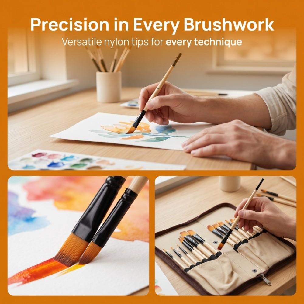 14PCS solid connecting fittings canvas bag painting brushes oil pigment coating
