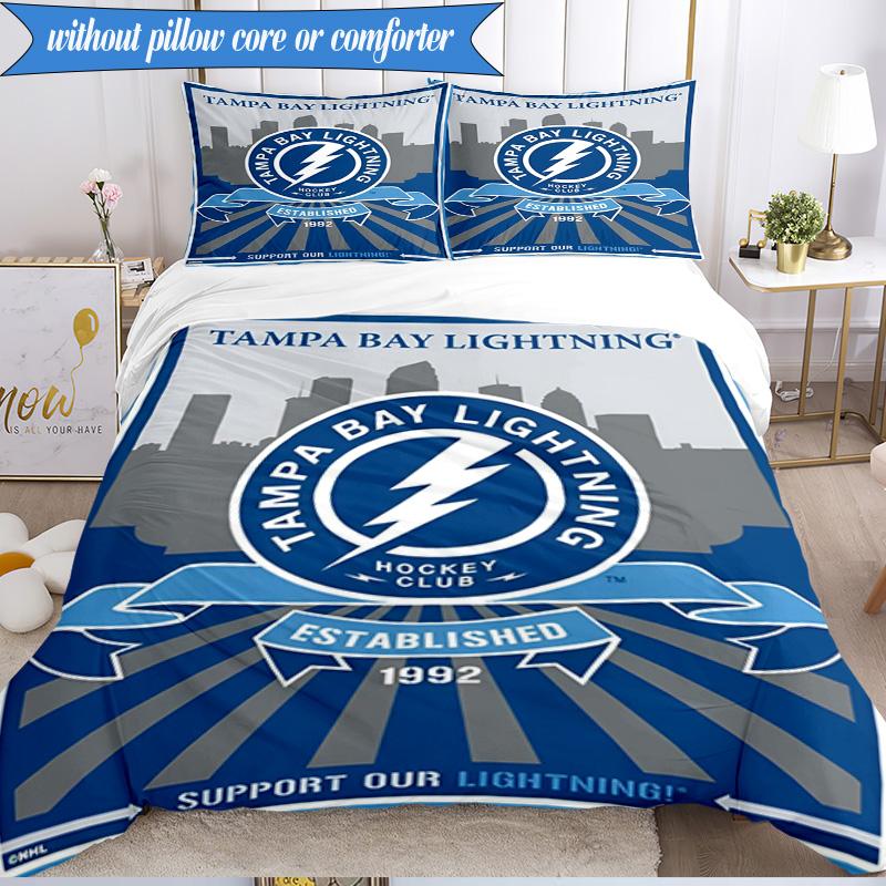 3PCS Tampa Lightning Logo Bedding Set,Including 1pc Duvet Cover And 2pcs Pillowcases Perfect for Bedroom, Dormitory, Fan Christmas gift