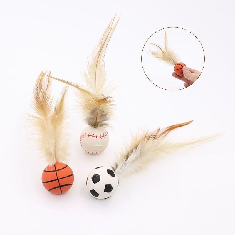Feather Elastic Ball Cat Toy Self Relieve Boredom Interactive Pet Toy