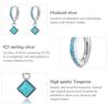 Серьги женские из стерлингового серебра S925, ромбовидные, с бирюзой