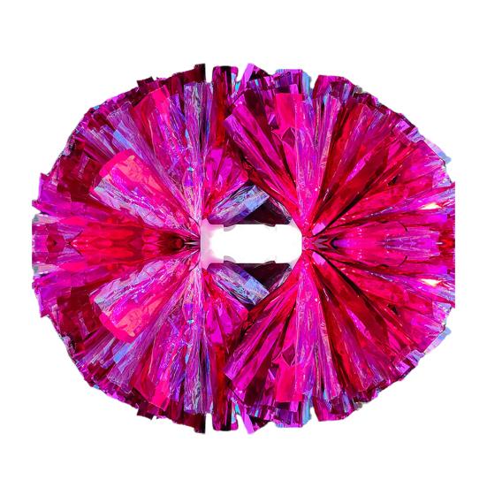 Yousheng Double-headed Metallic Pom Poms Cheerleading Flower Ball with Handle Team Sports Spirit Party Kids Adults Cheer Pompoms