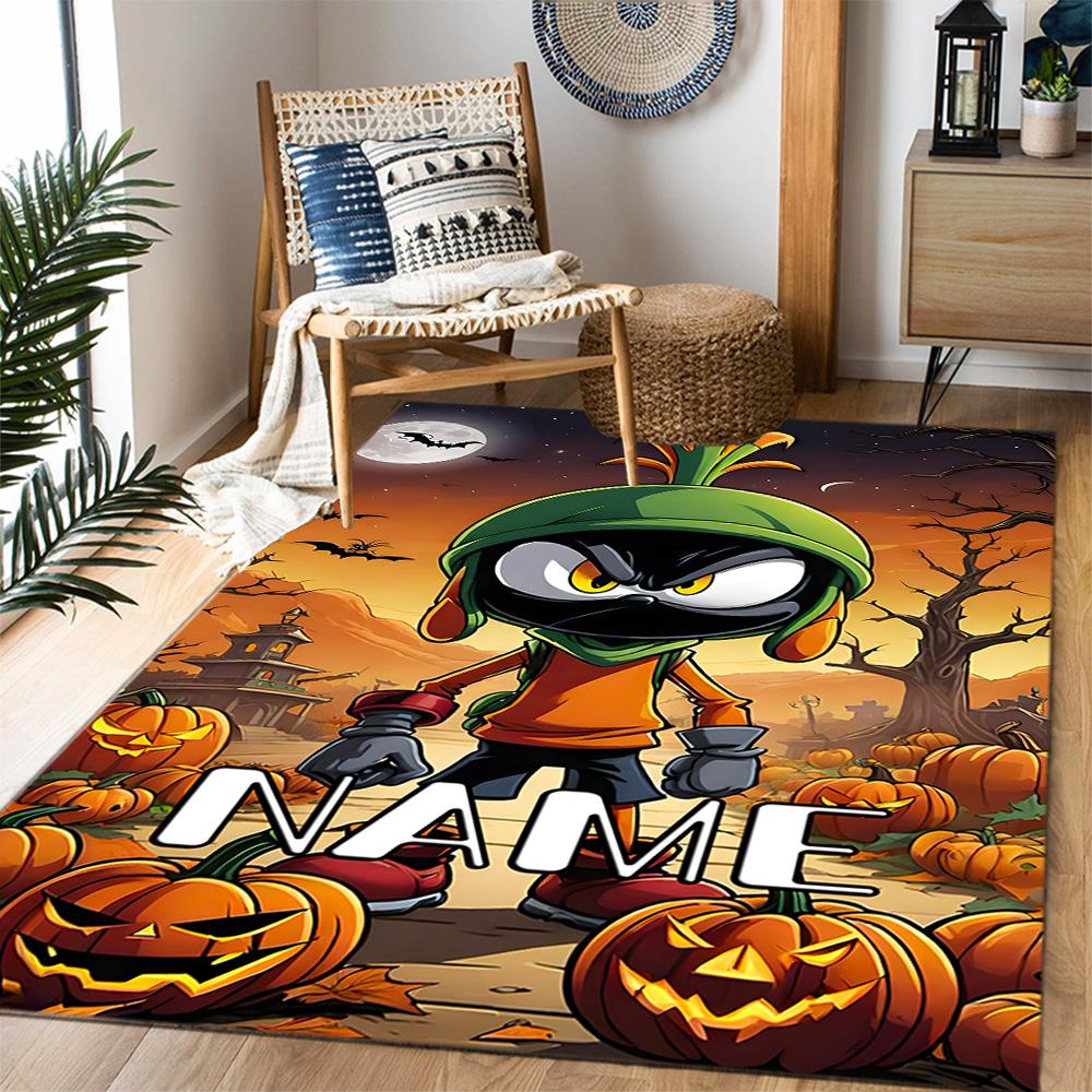 Looney Floral Friends Art Customized Name Area Rug Suitable for Balcony Entryway Outdoor Playrooms Anti-slip Rug Office home decor Birthday/Christmas