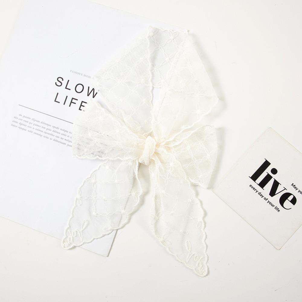 Embroidered Flower Women Narrow Long Scarf Elegant Sunscreen Shawl Ins Female Headscarf Summer