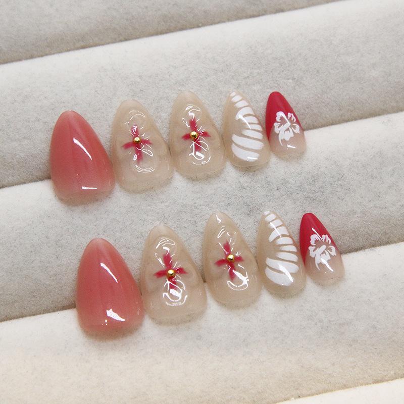 Простой маникюрный патч съемный ноготь трехмерный цветок искусственный ноготь накладной ноготь румянец маникюр алмаз