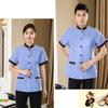 Hotel Housekeeping Uniform Women Slim Fit Top Stand Collar Short Sleeve Single Breasted Pockets Work Uniform Tops