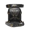 Retro Cycling Small Bag Made of PU Leather Motorcycle with A European and American Punk Patchwork Embossed Tactical Waist Bag