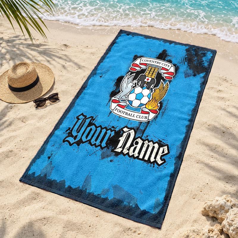 Coventry City F.C. Custom Name Beach towels also serve as bath towels summer essential a musthave for the outdoors the beach and the pool
