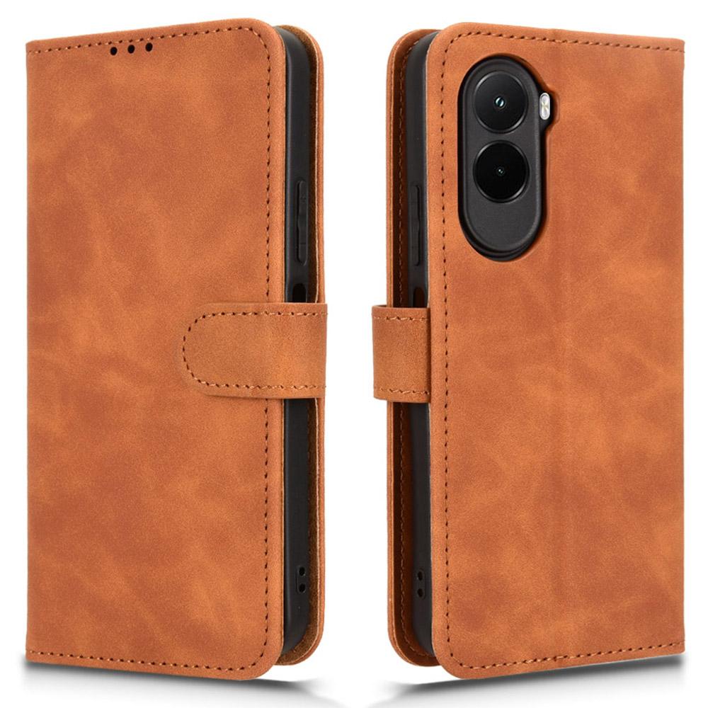 Для Xiaomi Poco M7 4G (США) (171 мм) Кожаный чехол с ощущением кожи, противоударный, кошелек-подставка, чехол-книжка для телефона
