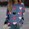 Женская повседневная модная блузка с длинным рукавом и круглым вырезом с принтом ко Дню святого Валентина