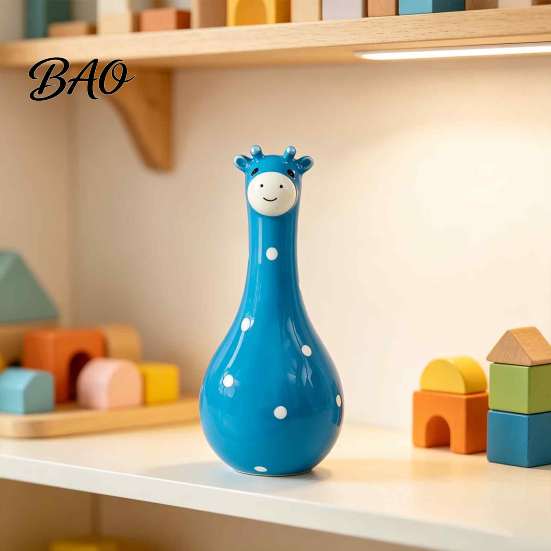 Fun Gift for Housewarming Cute Polka Dot Giraffe Vase, Hand-painted Resin Flower Creative Big-mouthed Small Decorative Vase Bookshelves Holder