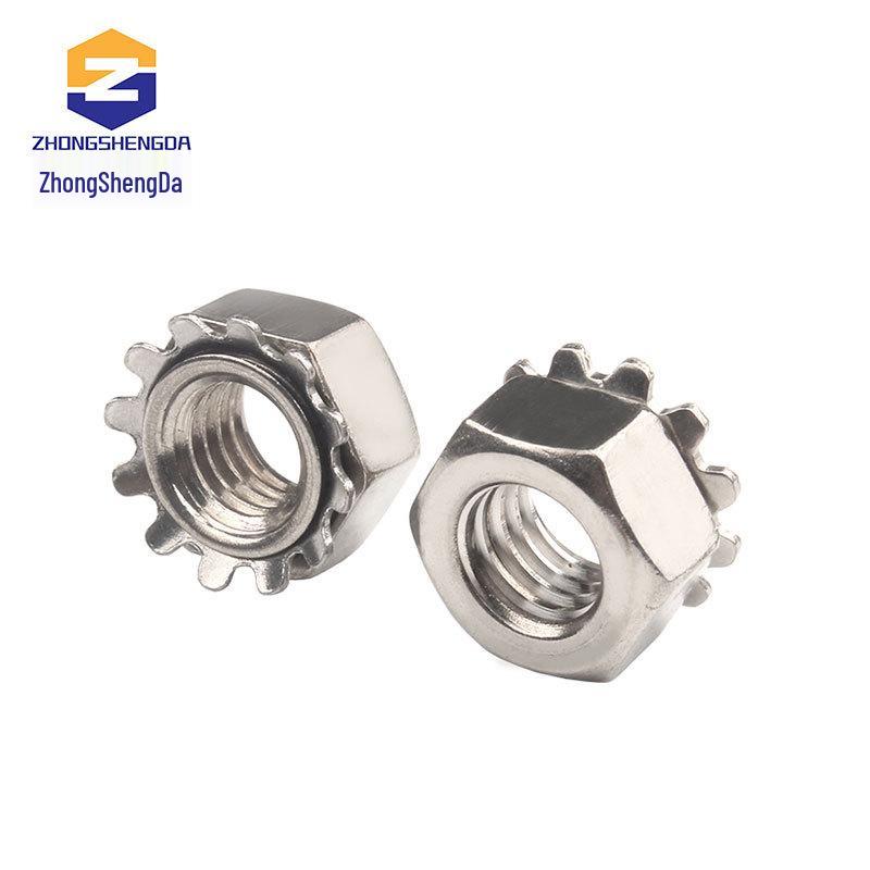 Nickel-Plated White Zinc External Tooth K-Type Cap Nut Multi-Tooth Washer M3-M8