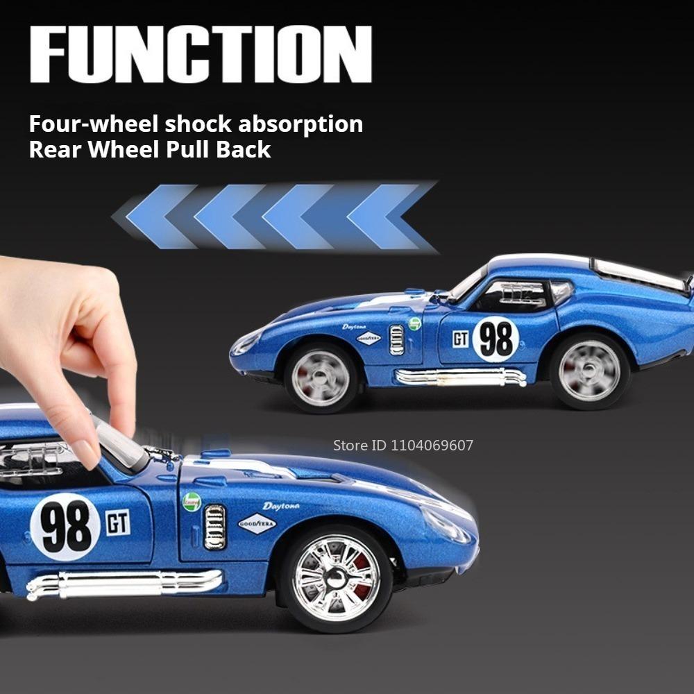 1:32 Scale Mustang Shelby Cobra Viper Model Toy Cars Alloy Diecast Sound Light Doors Opened Pull Back Ornament Vehicle Models