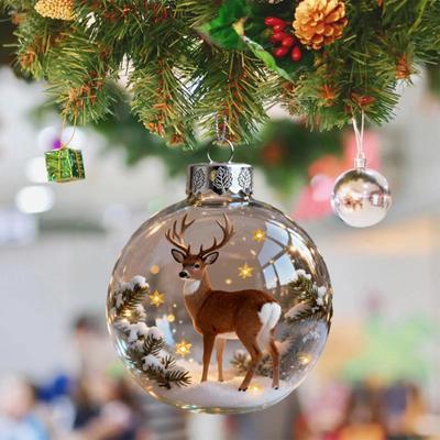 Yousheng 3D Животное Рождественское Украшение Прозрачный Пластиковый Рождественский Шар Подвесные Украшения с Блестящими Звездными Акцентами для Зимнего Праздничного Декора Дерева