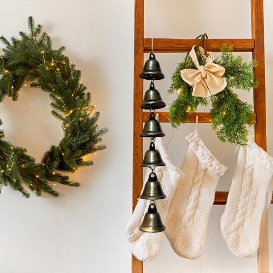 Vintage Hanging Wind Chime Weather-proof Metal Wind Bell Cluster with Chain Retro Outdoor Garden Patio 6/9 Bells Hanging Decoration Ornament