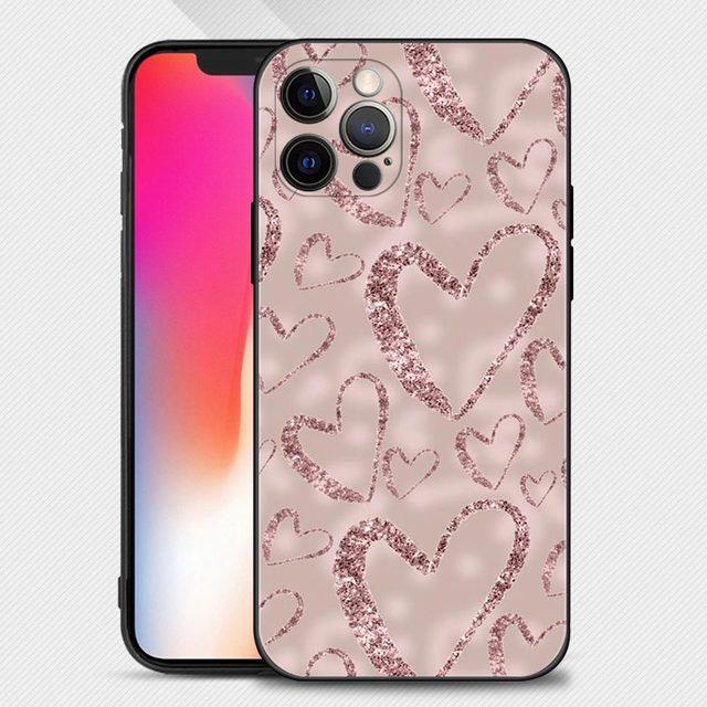 Чехол для телефона iPhone 14 13 12 11 Pro Max XS XR X 8 7 Plus SE Чехлы для мобильных телефонов Красивые розовые блестящие чехлы Funda Cell
