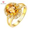Luxury Citrine Diamonds Wedding Engagement Cocktail Party For Women Ring Jewelry