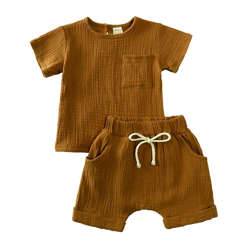 Toddler Kids Baby Boy Girl 2PCS Clothes Set Short Sleeve Tops T-shirt Short Pants Outfits