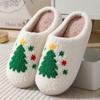 New Comfortable Home Christmas Tree Warm Winter Cotton Slippers Men and Women Couple Platform Shoes Thickened Non-slip