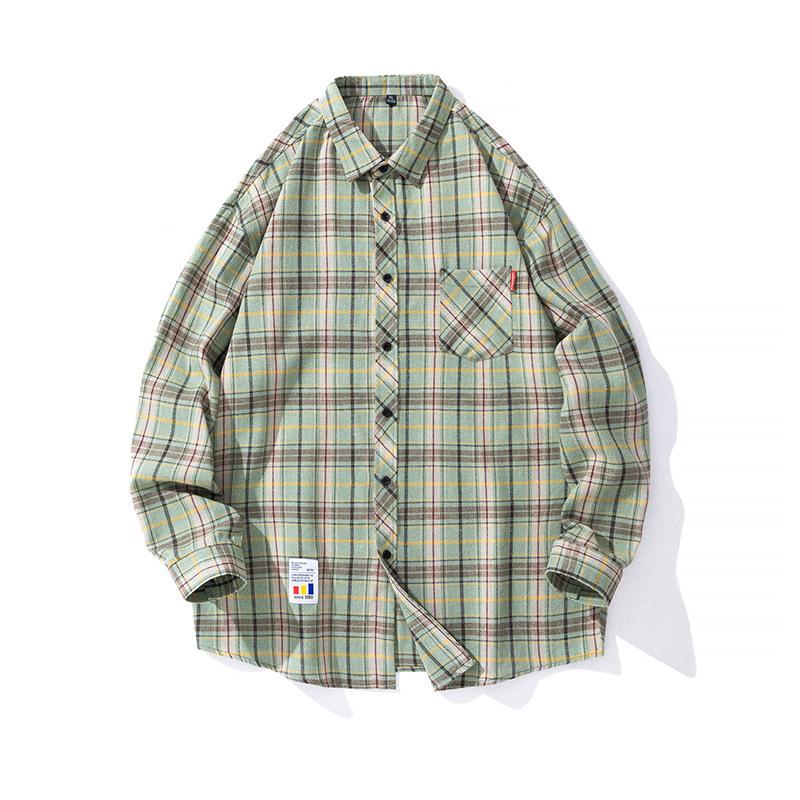 Мужская клетчатая рубашка с длинным рукавом, весенняя корейская повседневная рубашка, мужская рубашка