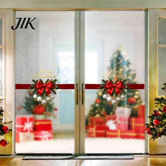 Indoor Outdoor Christmas Window Signs Gold Merry Clings, Decorative PVC Decals for Holiday Waterproof Wall Art Home Glass Decor, Removable Stickers