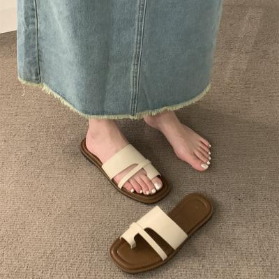 Французские вечерние тапочки женская летняя одежда 2024 года новые сказочные ретро повседневные плоские пляжные сандалии для отдыха на море