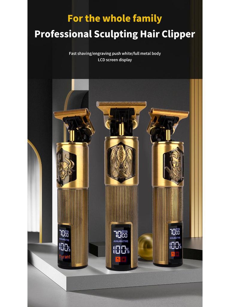 Электрическая машинка для стрижки волос с USB-цифровым дисплеем, бритвой и функцией карвинга