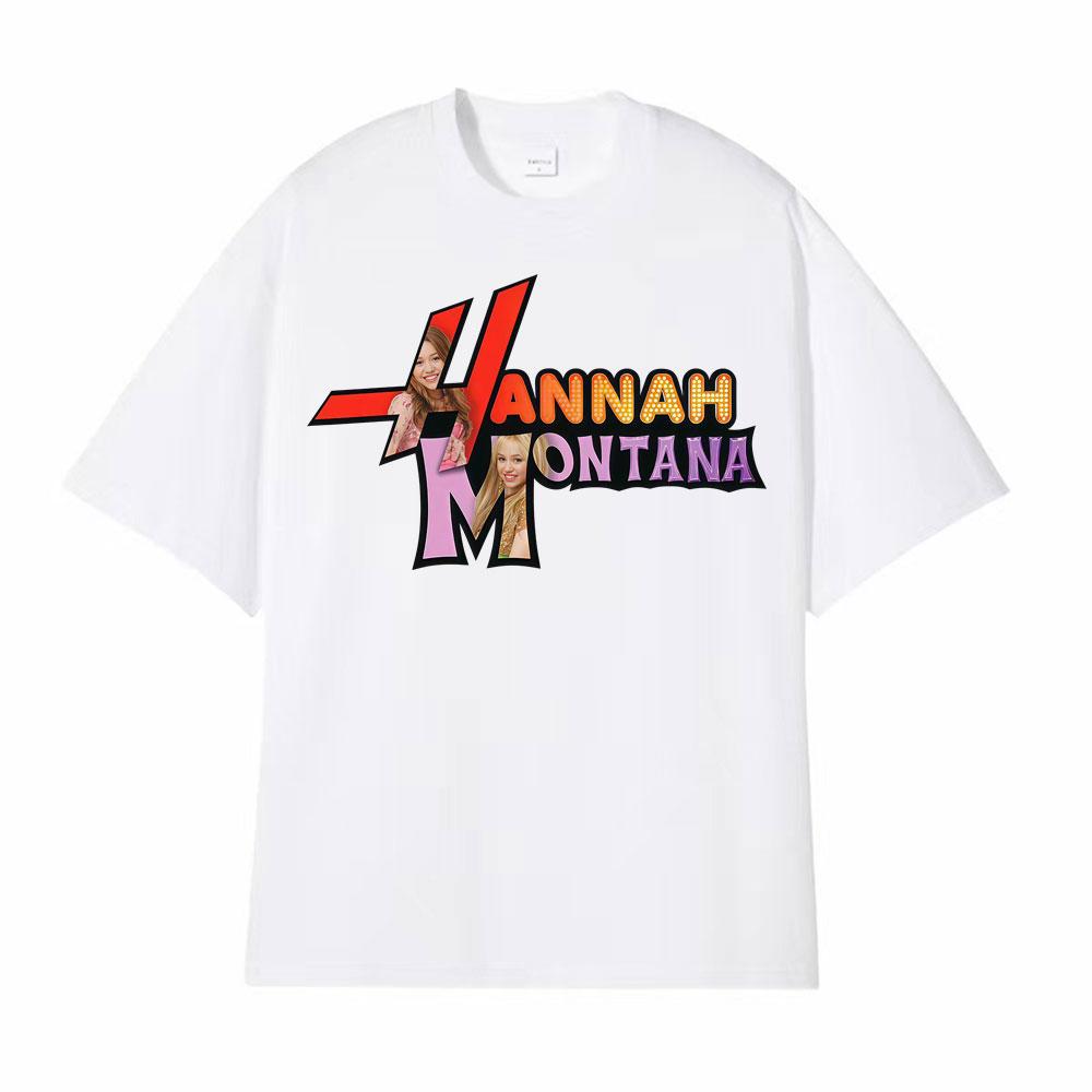 Singer Hannah Montana Logo T Shirts Men Women Fashion Aesthetic Short Sleeve Tshirts Cotton Casual Fashion T Shirt Streetwear