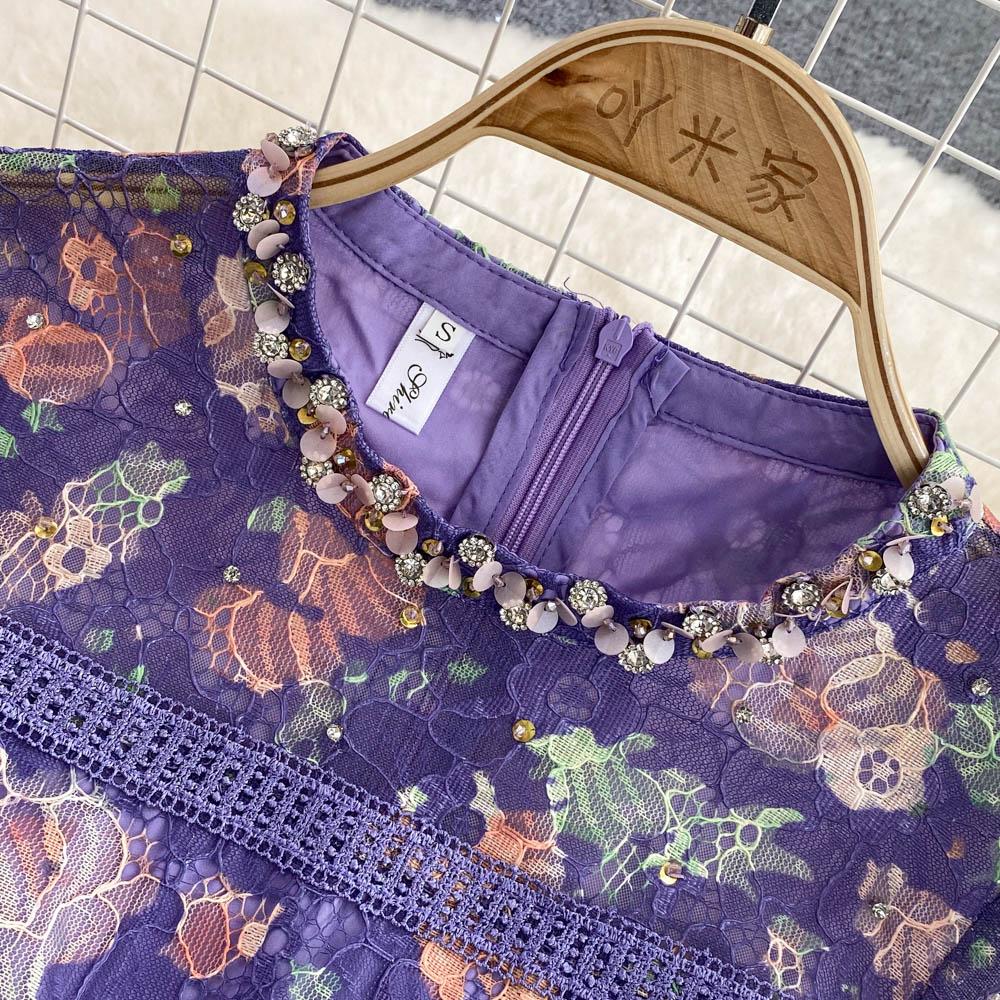 RUGOD Высококачественное темпераментное сетчатое платье с принтом из бисера и вышивкой в ​​форме буквы А, элегантное длинное летнее платье