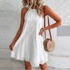 Women's Mini Dress Summer Casual O-Neck Sleeveless A Dress Women's Fashion Holiday Beach Party Loose Dress Tank