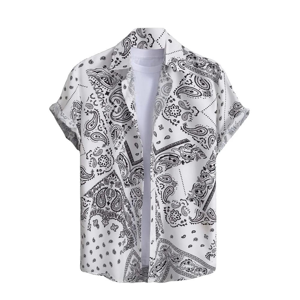 Summer Fashion Casual Holiday Beach Shirt 3D Flower Pattern T-shirt Retro Short Sleeve Street Vacation Outdoor Men's and Women's Shirt