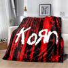 Korn Band Logo Red Streak Grunge Texture Flannel Blanket Nu Metal Rock Throw Blanket Music Fan Bedroom Sofa Decor Rug
