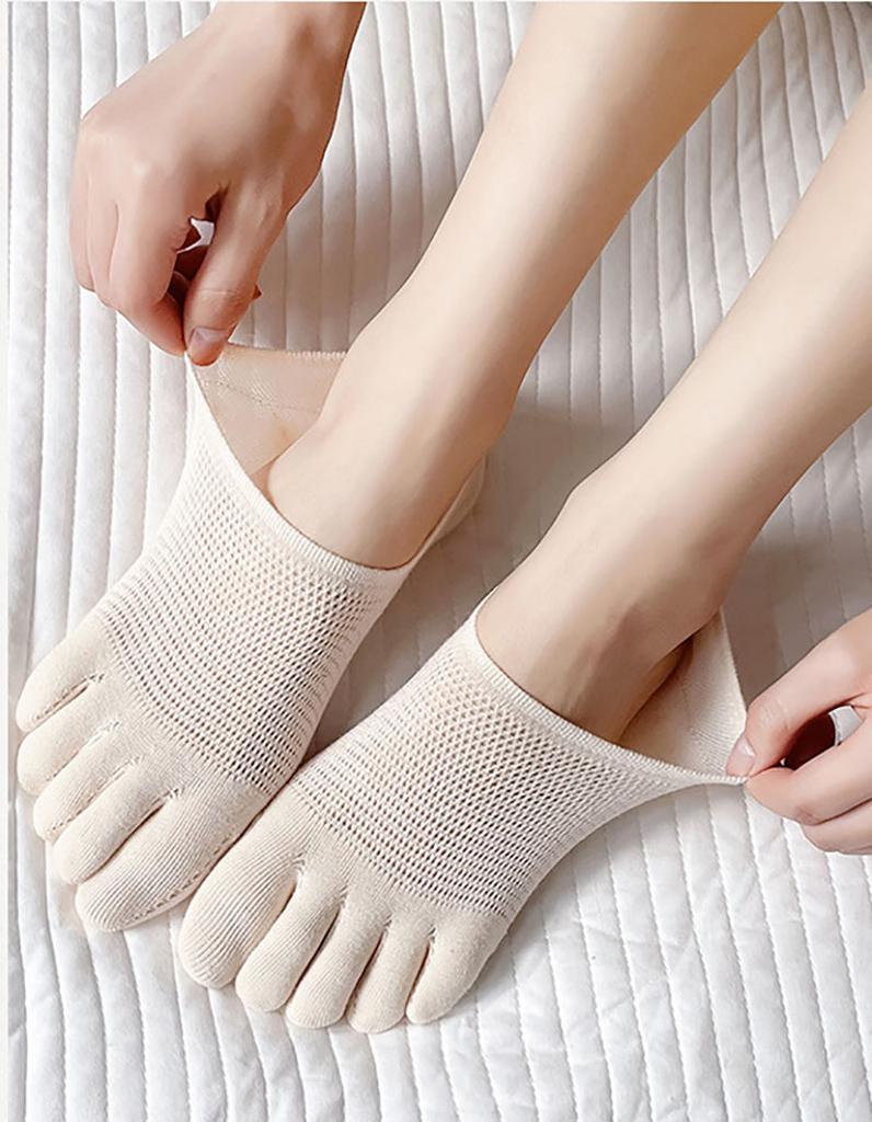 2 Pairs Woman's Five-Finger Socks Spring Summer Fashion Cotton Boat Sock Solid Mesh Breathable Invisible Socks Free Shipping