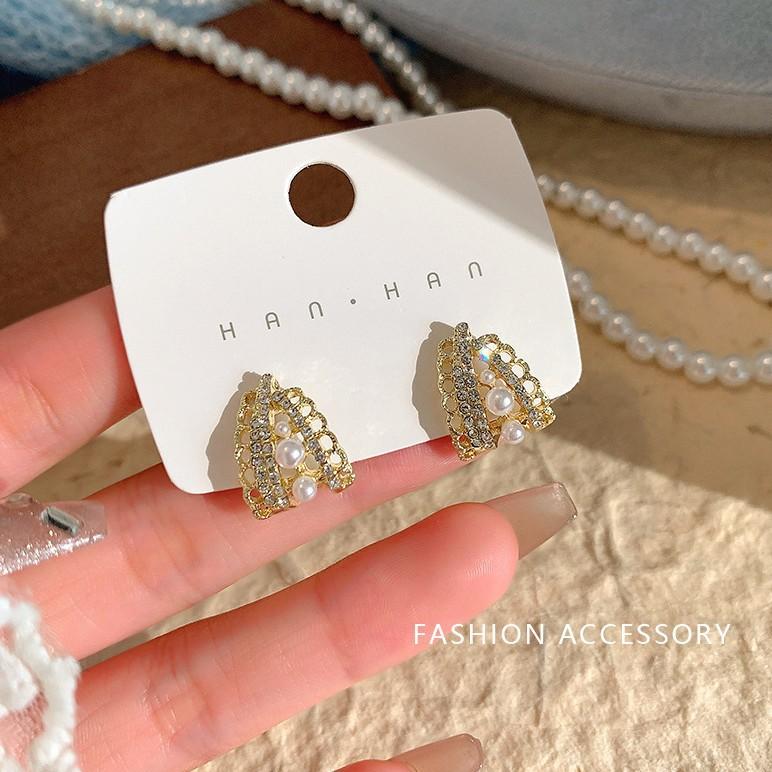 Trendy simple opal Ruyi earrings light luxury niche design exquisite earrings personalized high-end earrings