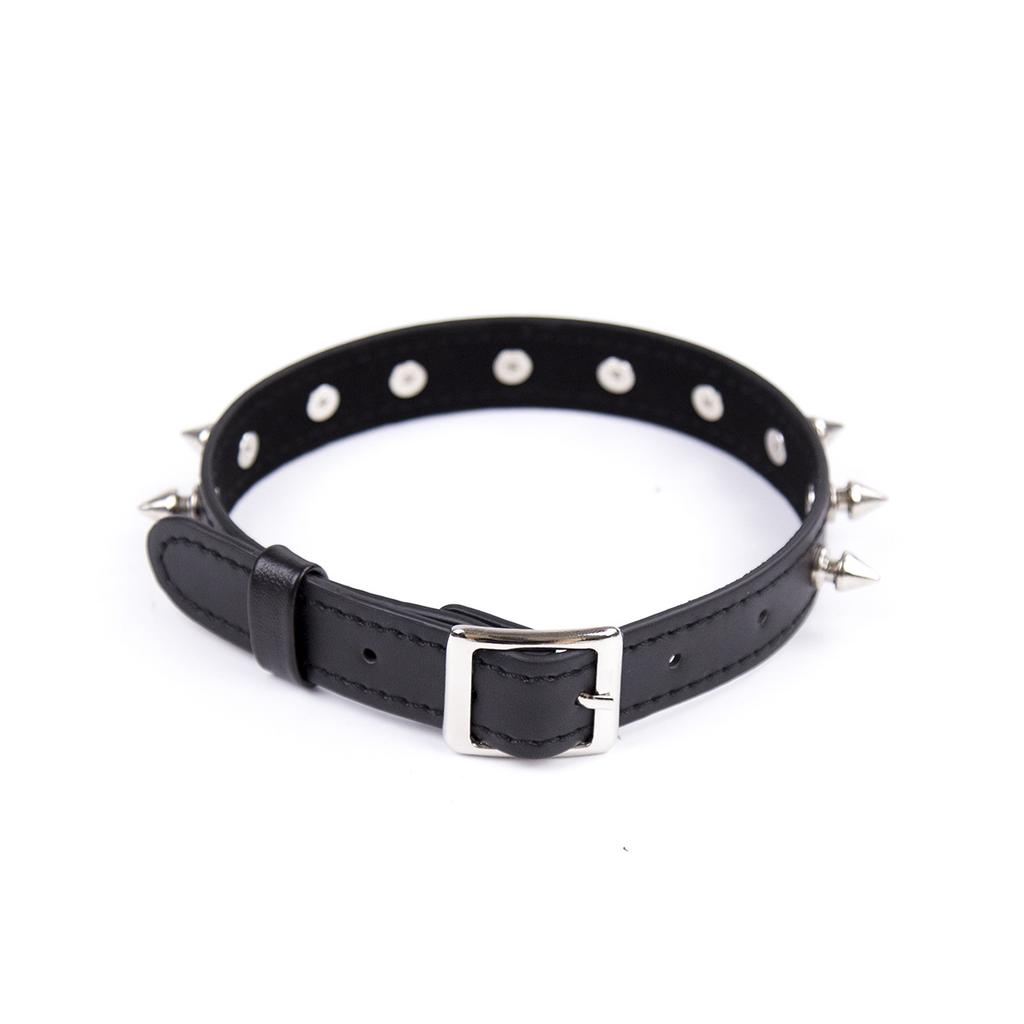 Black PU Leather Rivet Needle Thorns Collar Slave Fantasy Fetish Bondage BDSM Gear Bondage Neck Strap Sex Product for Couples