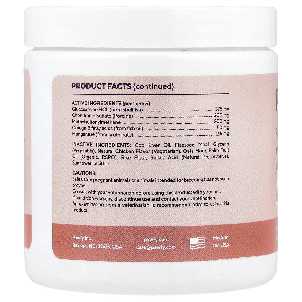 Pawfy, Hip Joint, 6 Months+, Plant-Based Chicken, 30 Chews, 4 Oz (113 G)