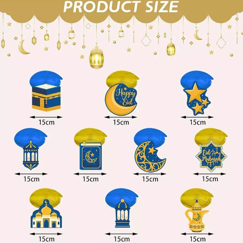Украшения Рамадана Мубарака, баннер Рамадана Мубарака и подвесная сияющая звезда и луна