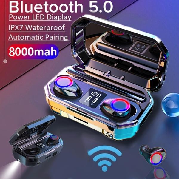 9D HiFi Bluetooth 5.0 CVC8.0 Беспроводная стереогарнитура с шумоподавлением TWS Bluetooth-гарнитура Гарнитура со светодиодным дисплеем Водонепроницаемые двойные наушники с блоком питания