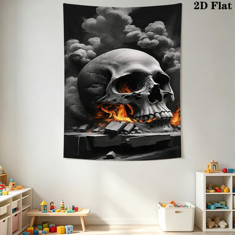 Skull Artwork Dark Dramatic Tapestry Wallmounted Background Cloth Atmospheric Background Cloth Homestay Soft Decoration Tapestry Wall Decoration