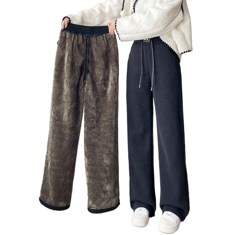 Толстые брюки из шерсти на широких штанинах с подкладкой из толстого флиса из овечьей шерсти