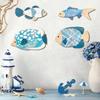 2D Wooden Fish Nautical Walls Beach Art Walls Hang Decorated Marine Style Wood Wall Hanging Sculpture For Home Room Decoration