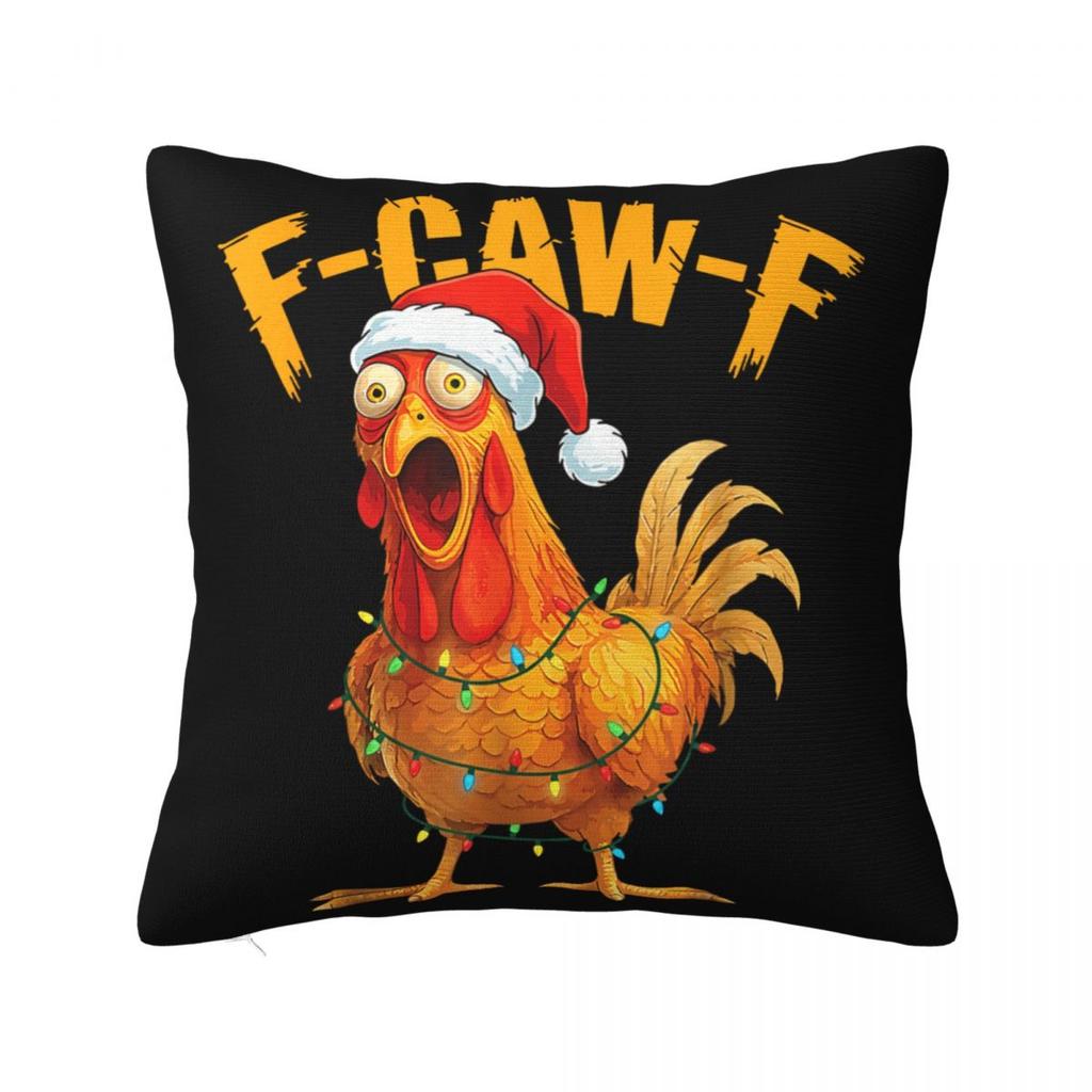 Pillow Case FCAWF Christmas Rooster F Cawf Chicken Polyester Pillow Cover Cute Funny Cushion Cover Graphic Pillowcases Gift
