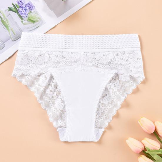 Women Underpants High Waist Hollow Out Lace Soft Breathable Anti-septic Stretchy Moisture-wicking Flower Embroidery Mesh Lady Panties Briefs