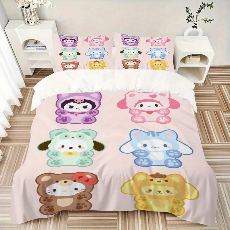 3pcs Cartoon Sanrio Bedding Set - Includes 1 Quilt Cover and 2 Pillowcases, Comfortable Bedding with Stylish Design for Bedroom, Machine Was